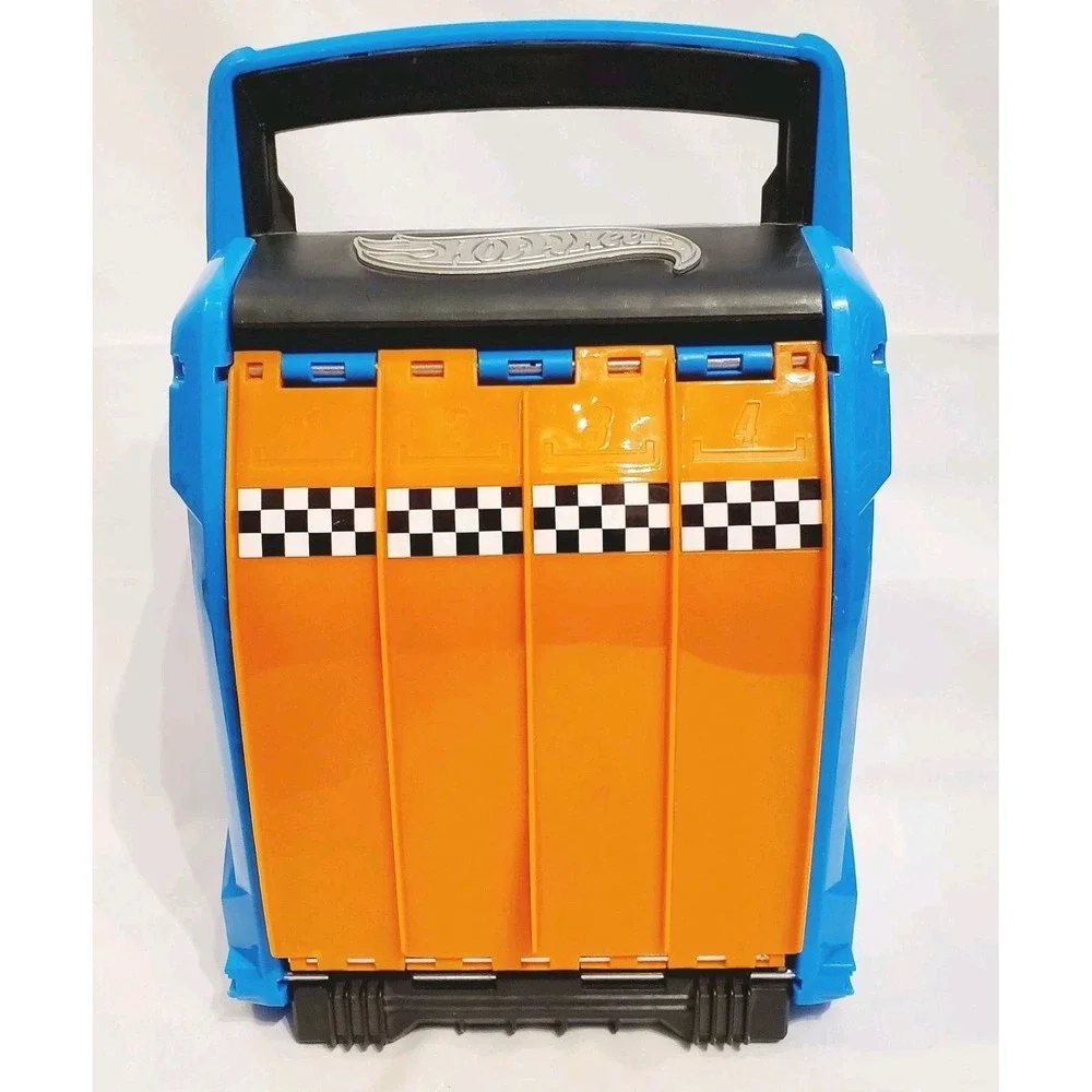 Hot Wheels Store N Go Multi Launcher 20 Car Storage Case 4 Way Race Track Blue
